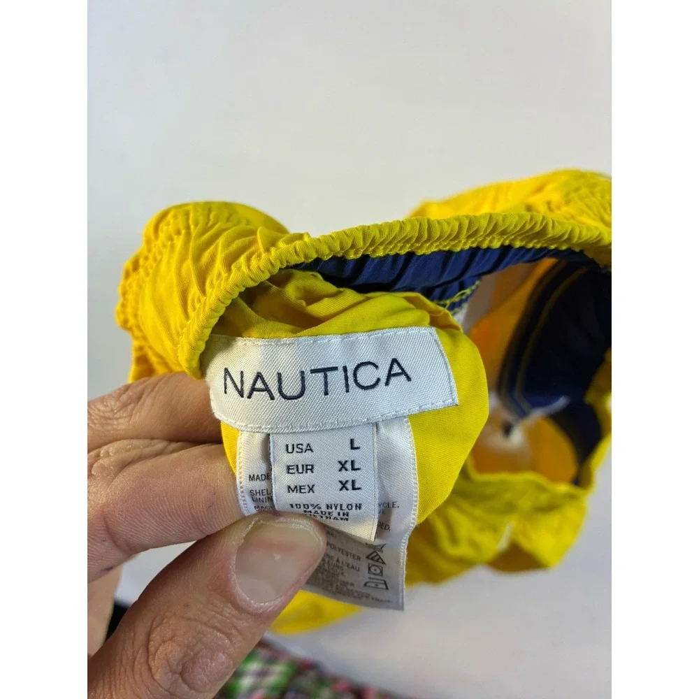 Nautica Swim Trunks Mens Large Yellow Mesh Lined Pockets Beach‎ Shorts